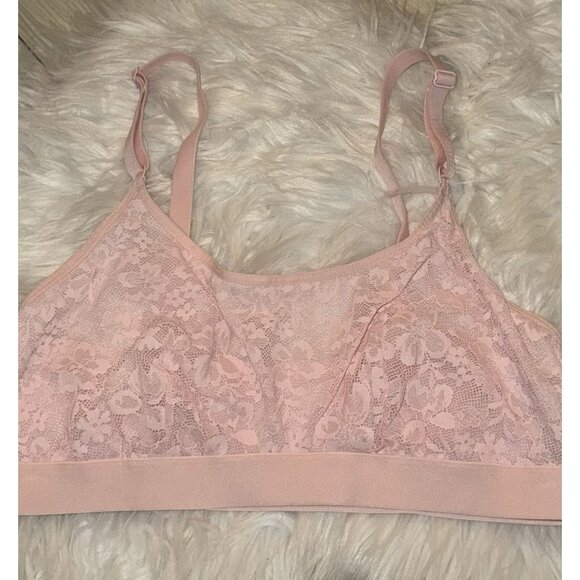 Auden Lace Scoop Neck Bralette Bra Wire Free Unpadded Womens M Medium Pink - Picture 3 of 6